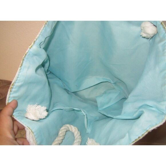Angels By The Sea Pineapple Tote Bag Lined Rope Handle Beach Bag - Picture 11 of 15